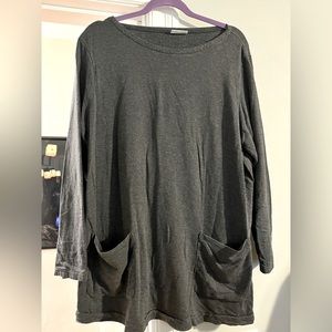 Pure J. Jill Women’s Grey Cotton Pullover Sweater with Two Front Pockets